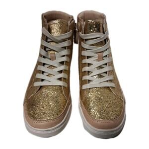 UGG Women's Gold Glitter High-Cut Sneakers Zip 24.5 Cm. US Size 7